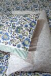 Blue and white block printed floral bedsheet with pillow covers