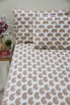 Heritage motifs block printed cotton bedsheet with pillow covers