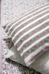 Pink and green lotus block printed cotton bedsheet with pillow covers