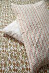 orange and green floral block printed cotton bedsheet with pillow covers